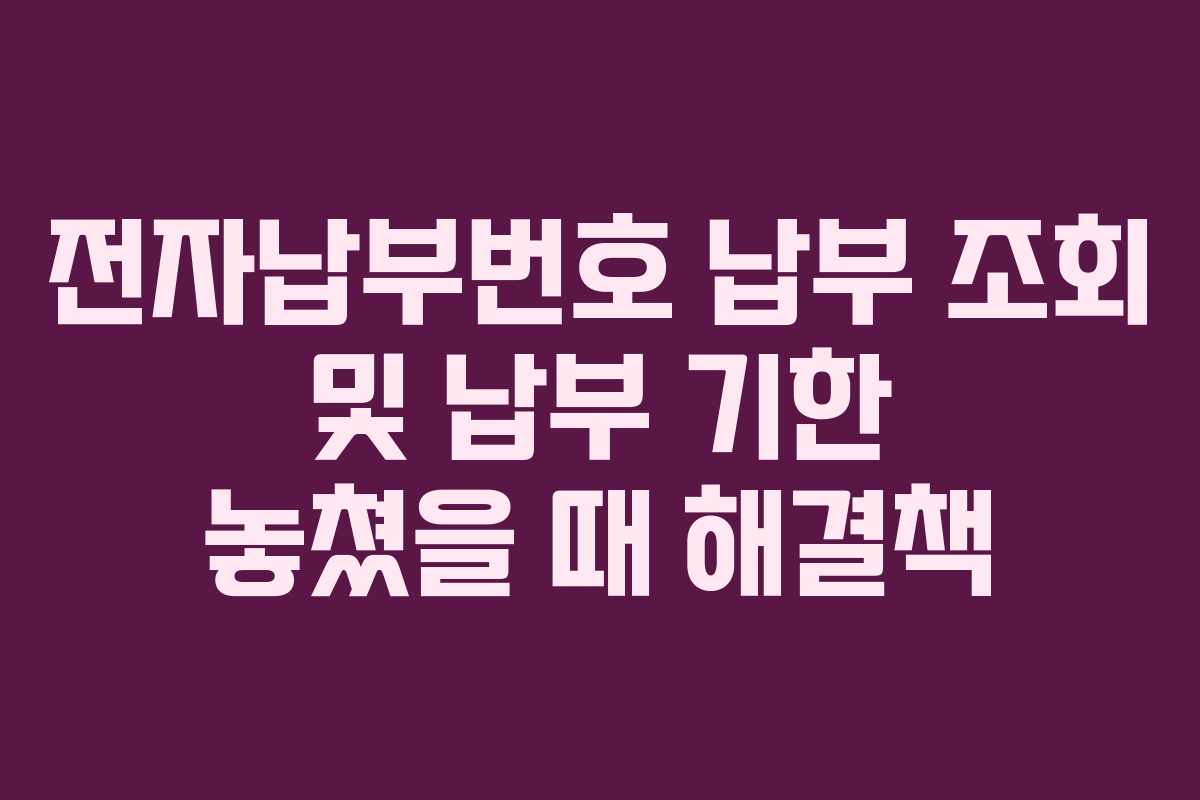 전자납부번호 납부 조회 및 납부 기한 놓쳤을 때 해결책