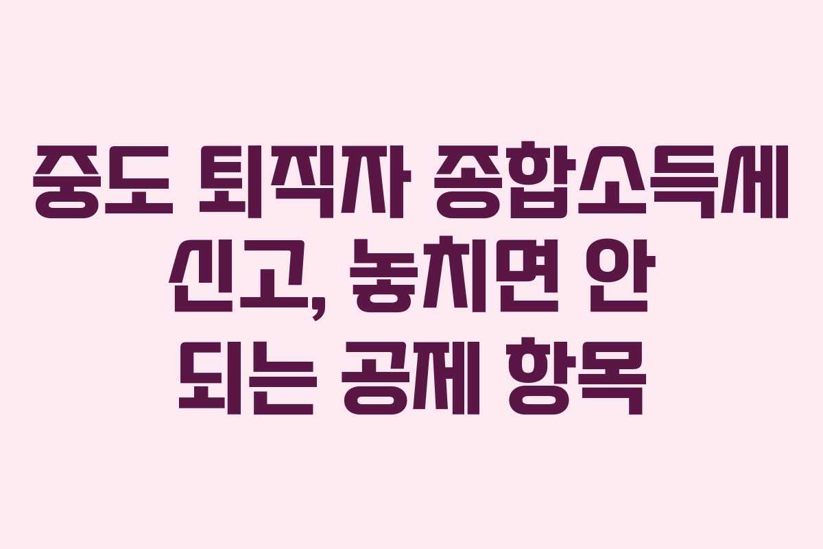 중도 퇴직자 종합소득세 신고, 놓치면 안 되는 공제 항목