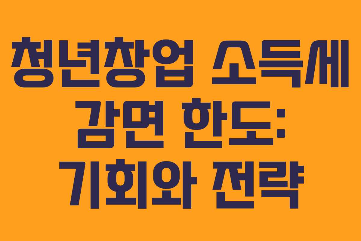 청년창업 소득세 감면 한도: 기회와 전략