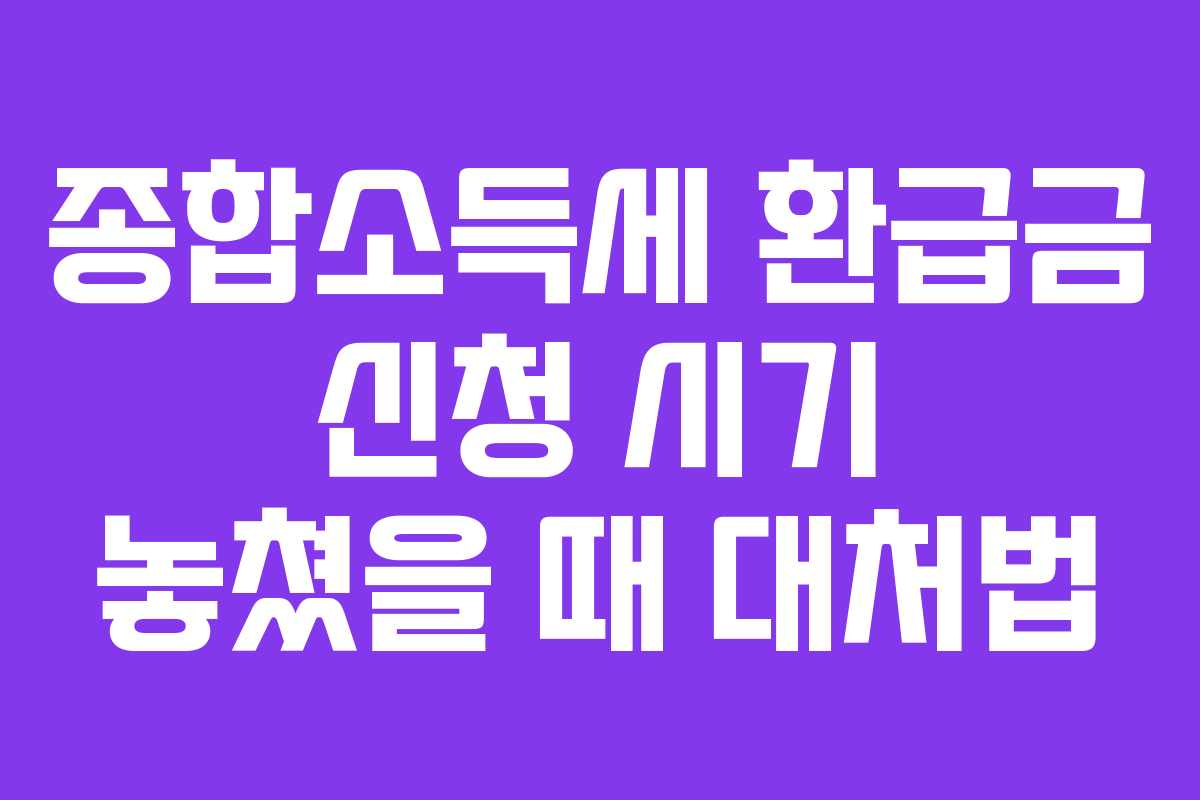 종합소득세 환급금 신청 시기 놓쳤을 때 대처법