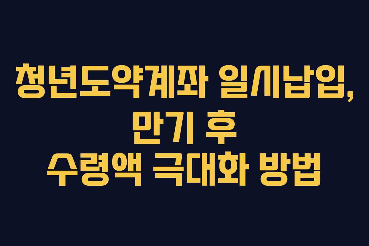 청년도약계좌 일시납입, 만기 후 수령액 극대화 방법