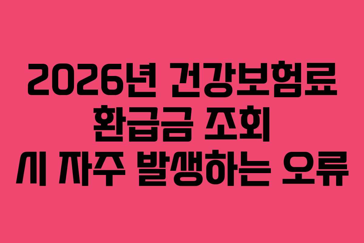 2026년 건강보험료 환급금 조회 시 자주 발생하는 오류