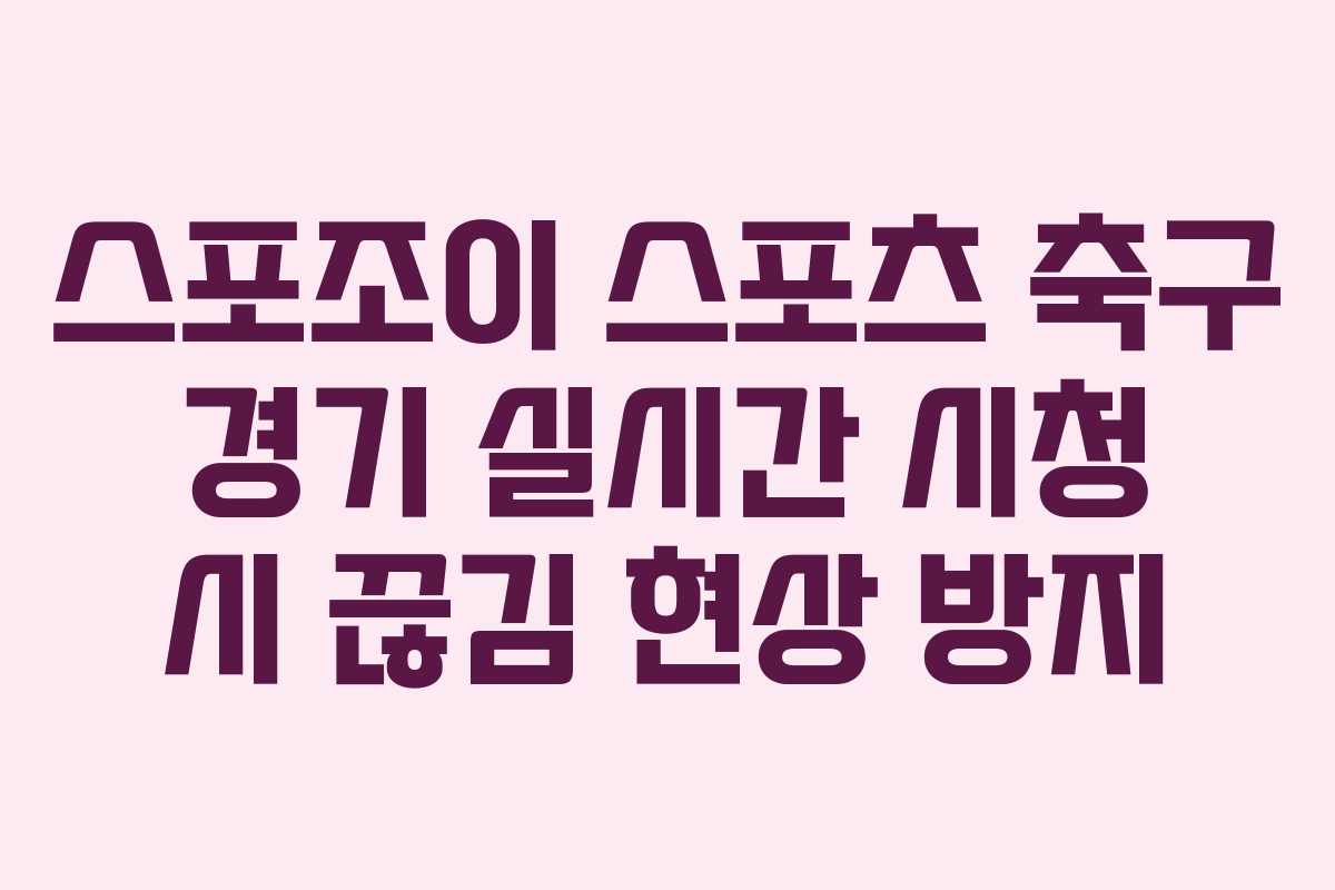 스포조이 스포츠 축구 경기 실시간 시청 시 끊김 현상 방지