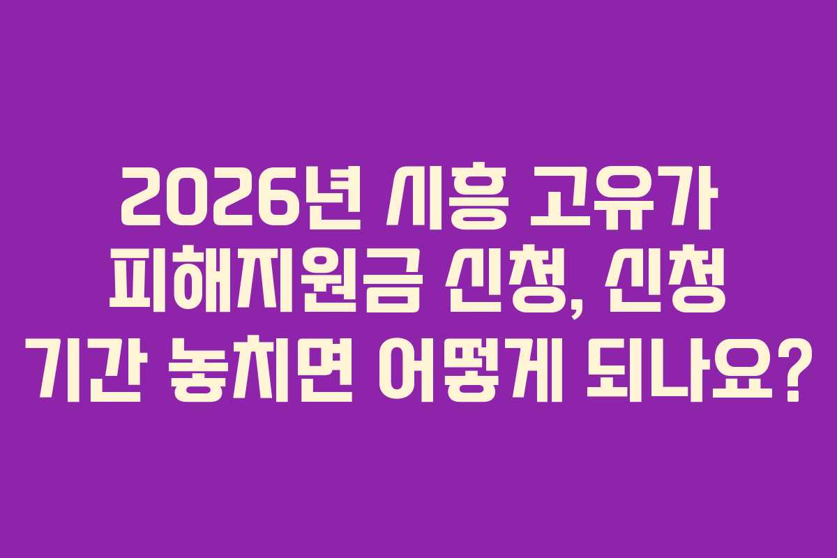 2026년 시흥 고유가 피해지원금 신청, 신청 기간 놓치면 어떻게 되나요?