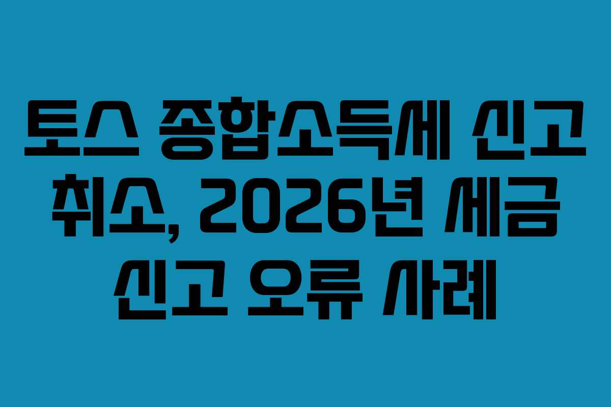 토스 종합소득세 신고 취소, 2026년 세금 신고 오류 사례 토스 종합소득세 신고 취소, 2026년 세금 신고 오류 사례