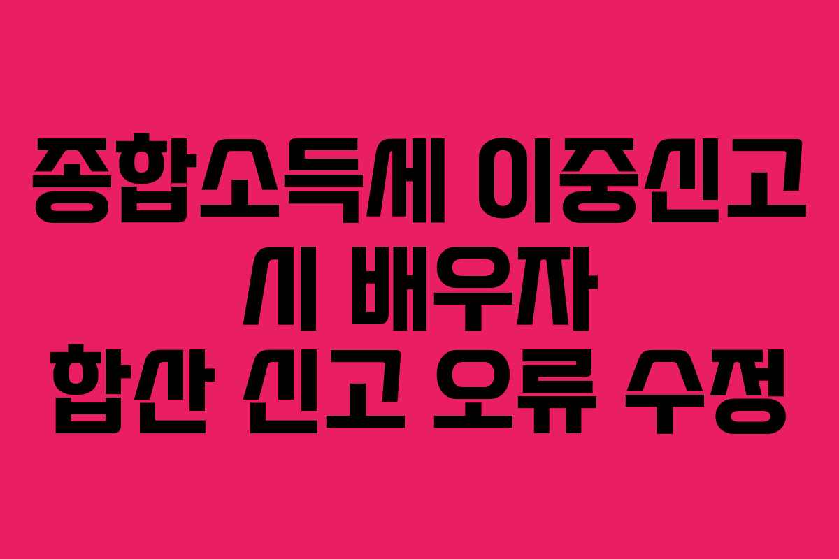 종합소득세 이중신고 시 배우자 합산 신고 오류 수정