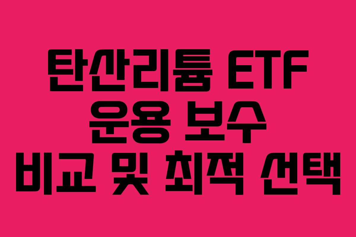 탄산리튬 ETF 운용 보수 비교 및 최적 선택