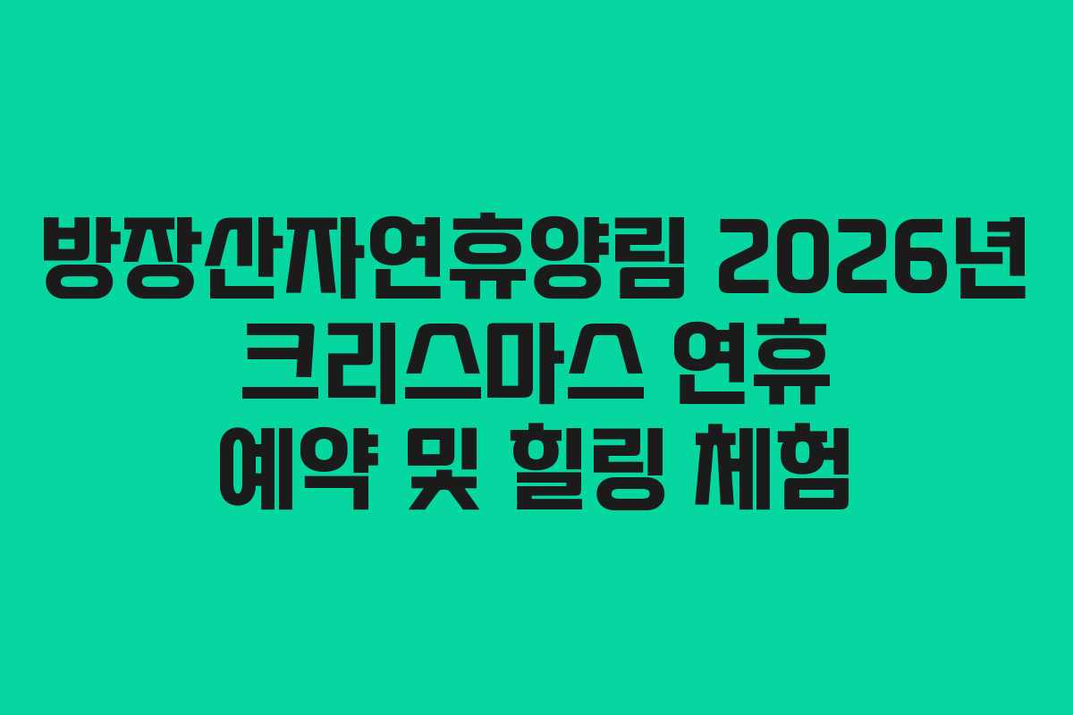 방장산자연휴양림 2026년 크리스마스 연휴 예약 및 힐링 체험