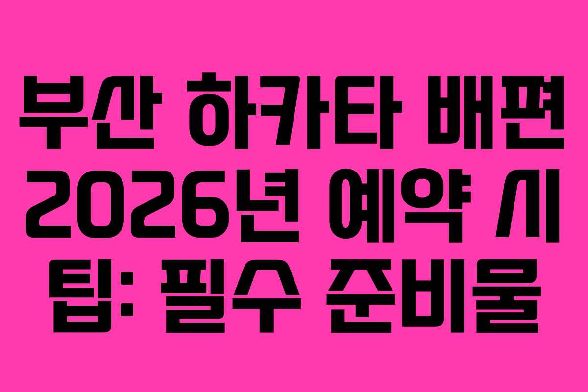 부산 하카타 배편 2026년 예약 시 팁: 필수 준비물