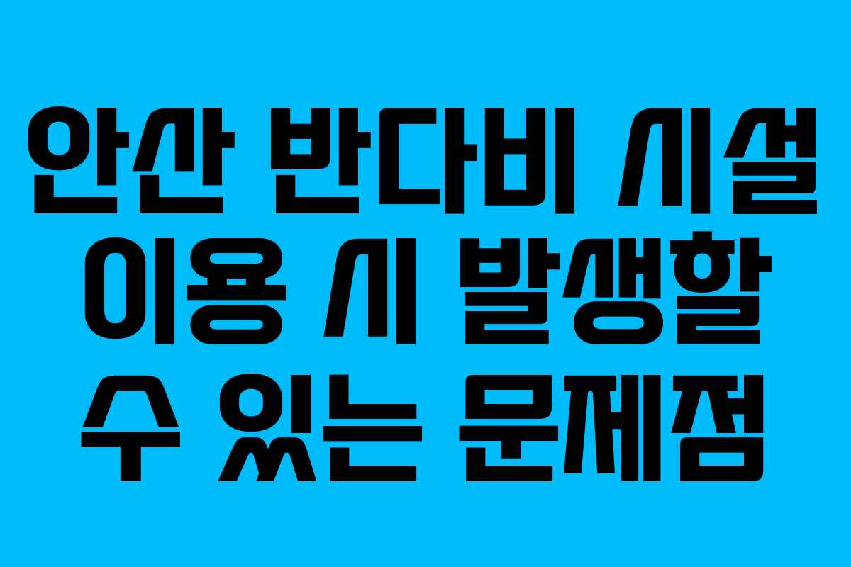 안산 반다비 시설 이용 시 발생할 수 있는 문제점