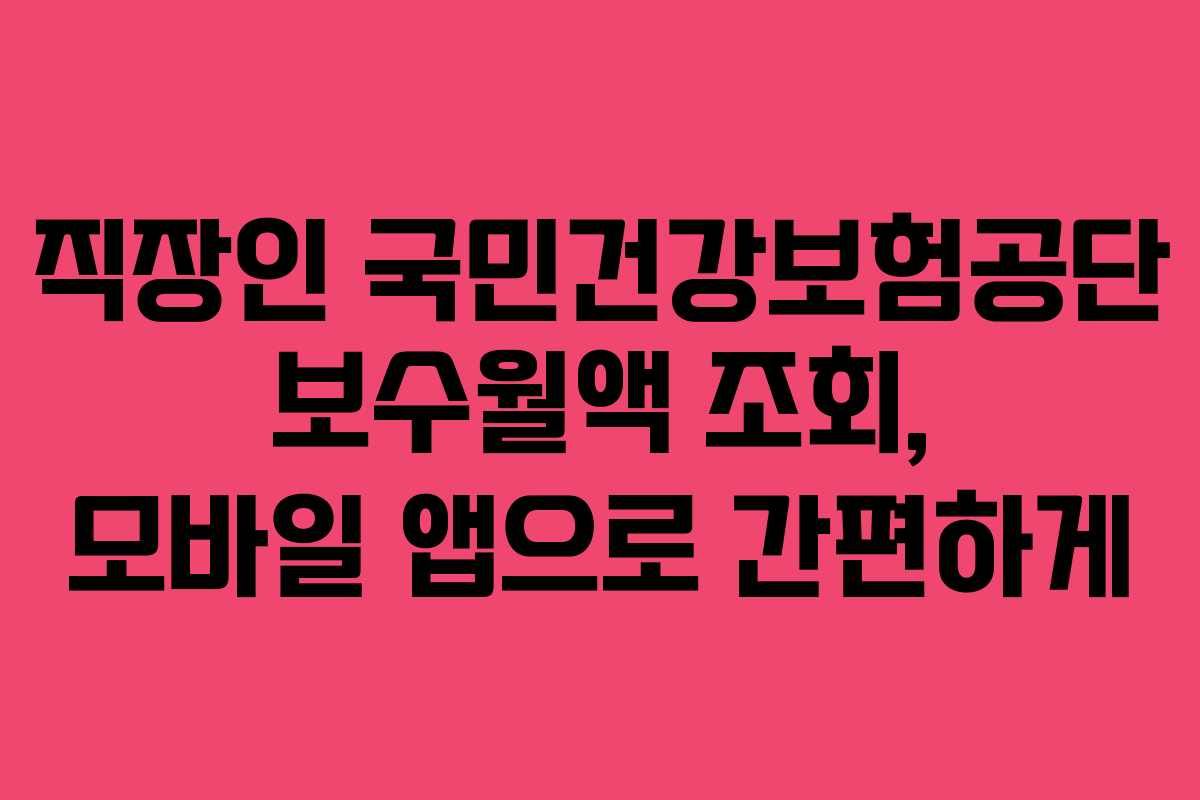 직장인 국민건강보험공단 보수월액 조회, 모바일 앱으로 간편하게