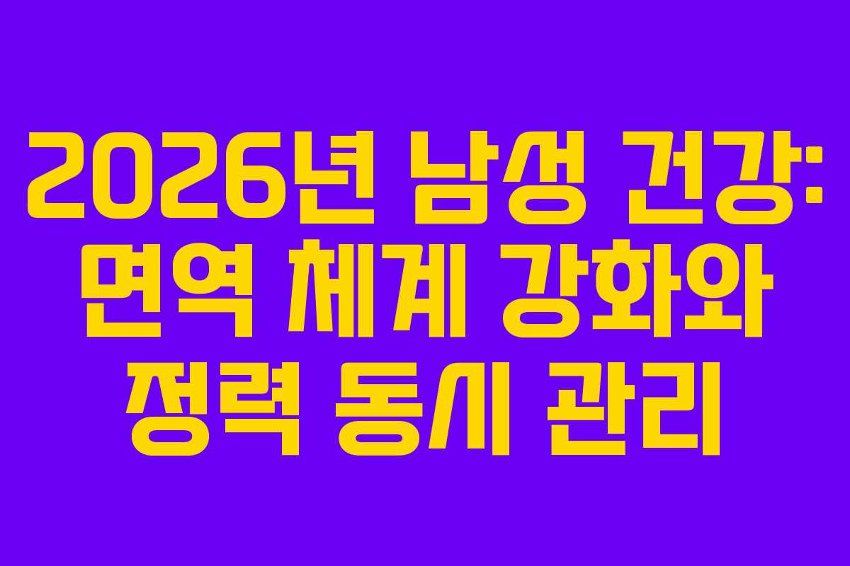 2026년 남성 건강: 면역 체계 강화와 정력 동시 관리