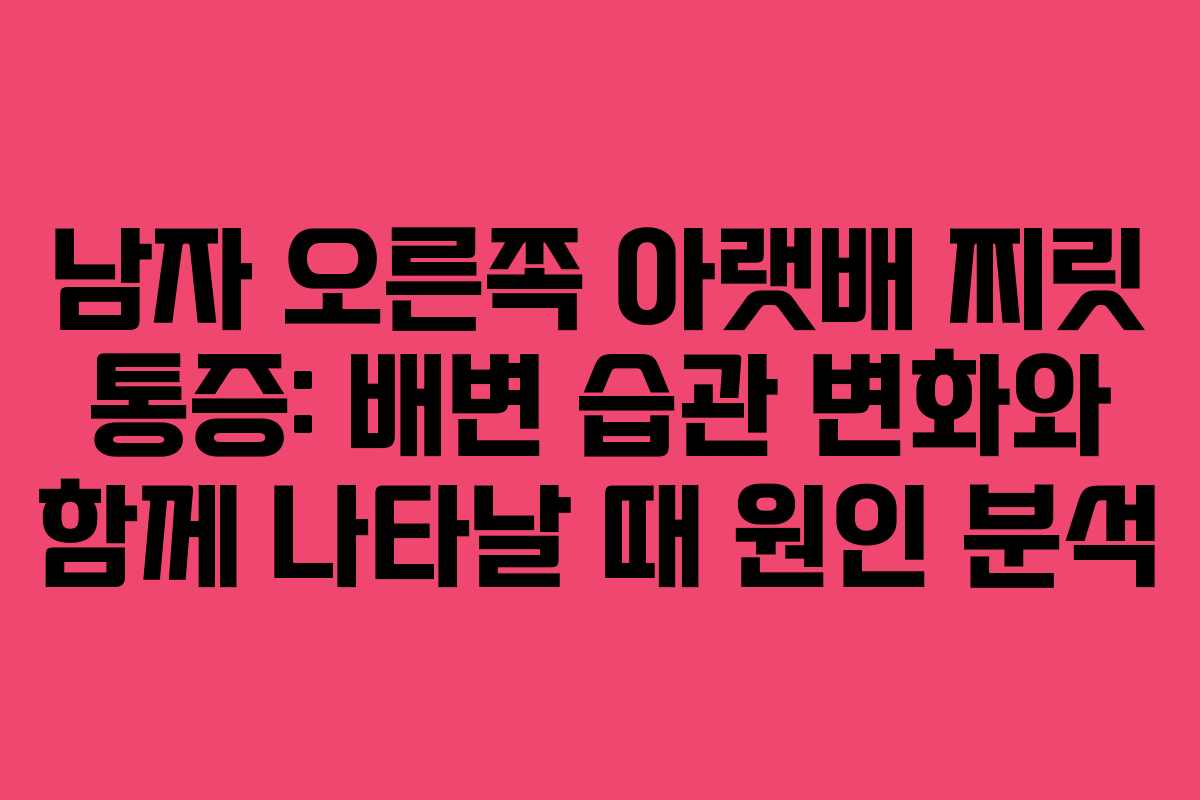 남자 오른쪽 아랫배 찌릿 통증: 배변 습관 변화와 함께 나타날 때 원인 분석