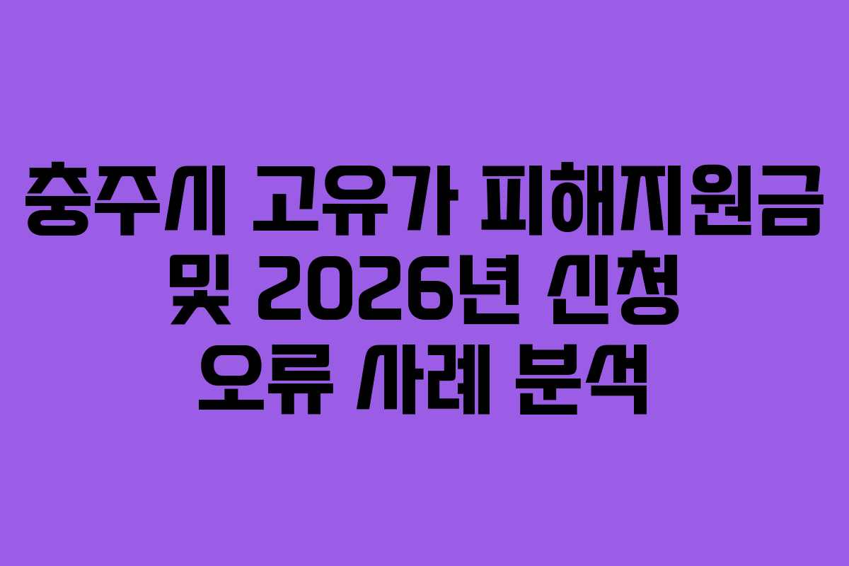 충주시 고유가 피해지원금 및 2026년 신청 오류 사례 분석