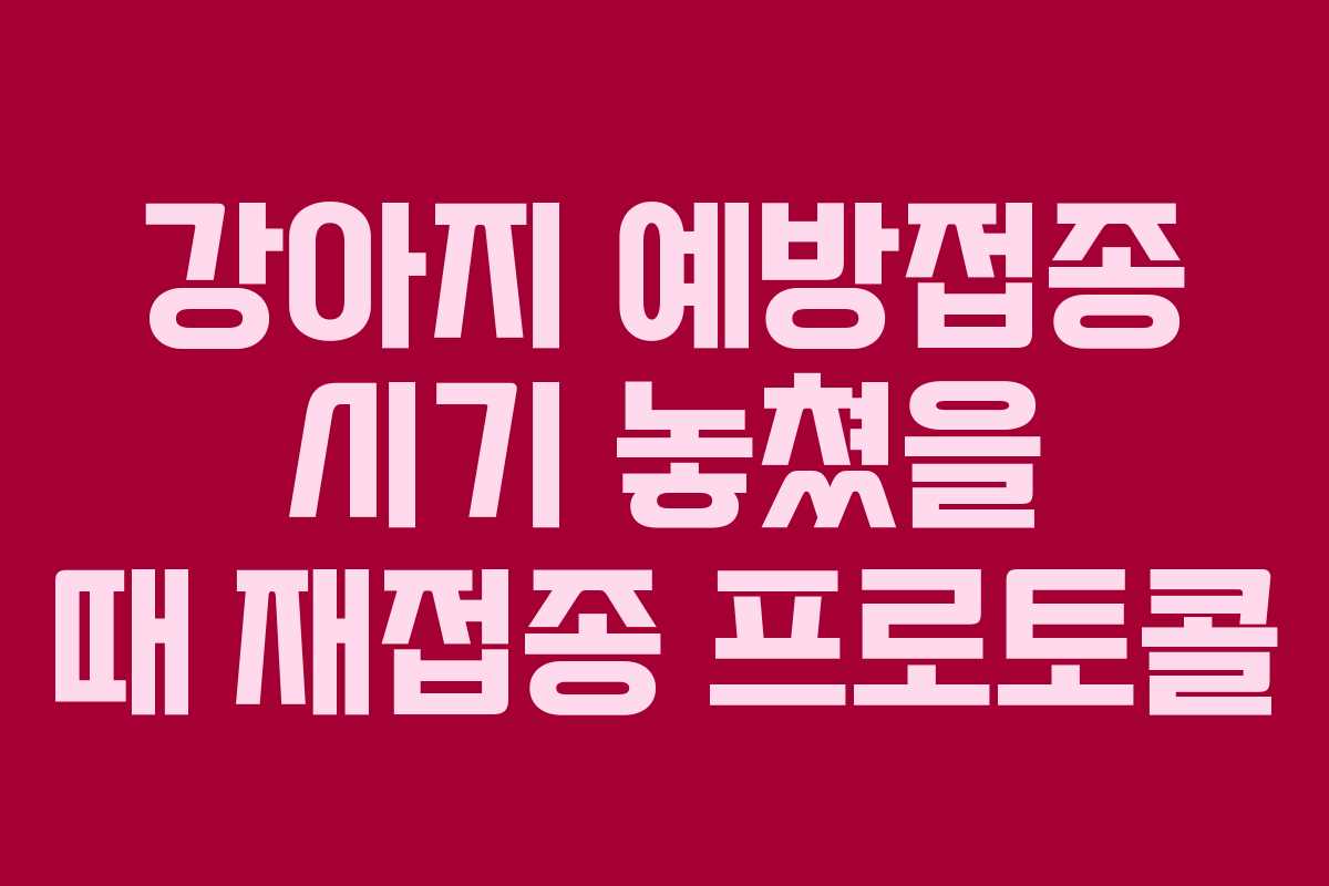 강아지 예방접종 시기 놓쳤을 때 재접종 프로토콜
