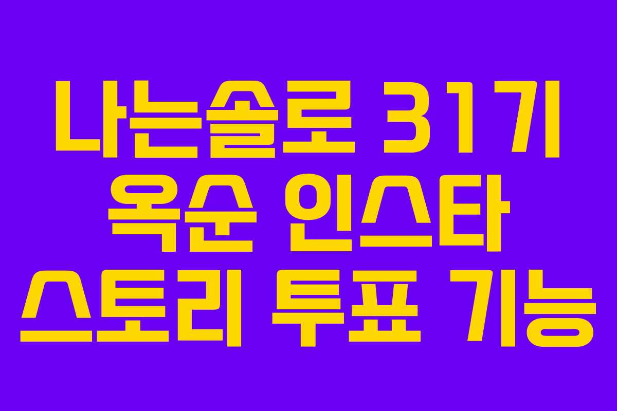 나는솔로 31기 옥순 인스타 스토리 투표 기능