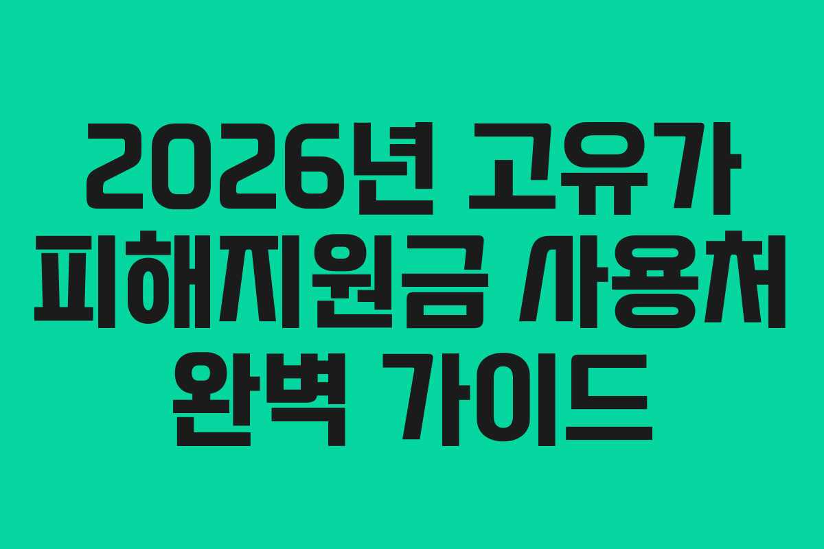 2026년 고유가 피해지원금 사용처 완벽 가이드 2026년 고유가 피해지원금 사용처 완벽 가이드