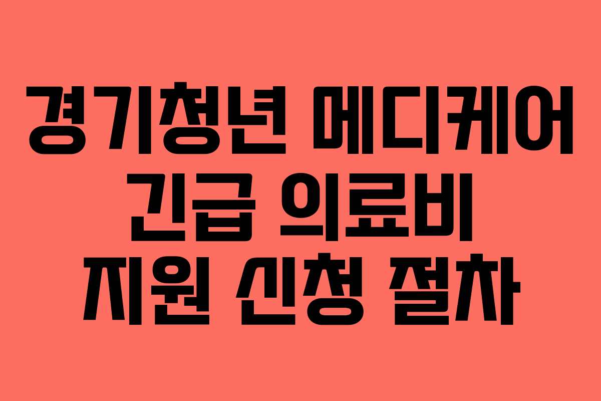 경기청년 메디케어 긴급 의료비 지원 신청 절차
