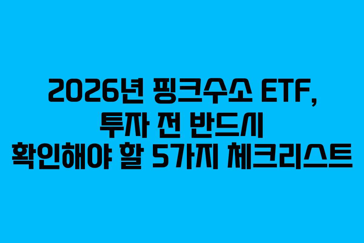 2026년 핑크수소 ETF, 투자 전 반드시 확인해야 할 5가지 체크리스트 2026년 핑크수소 ETF, 투자 전 반드시 확인해야 할 5가지 체크리스트