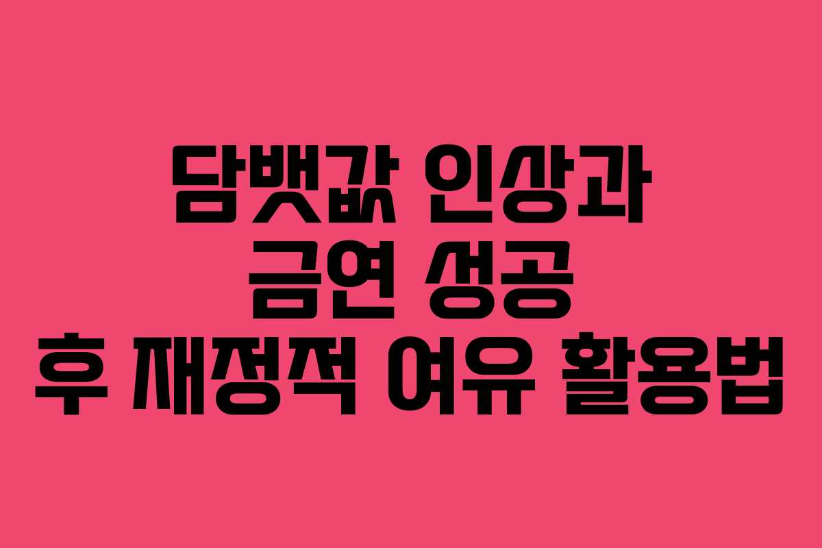 담뱃값 인상과 금연 성공 후 재정적 여유 활용법 담뱃값 인상과 금연 성공 후 재정적 여유 활용법