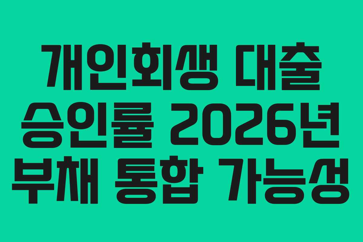 개인회생 대출 승인률 2026년 부채 통합 가능성