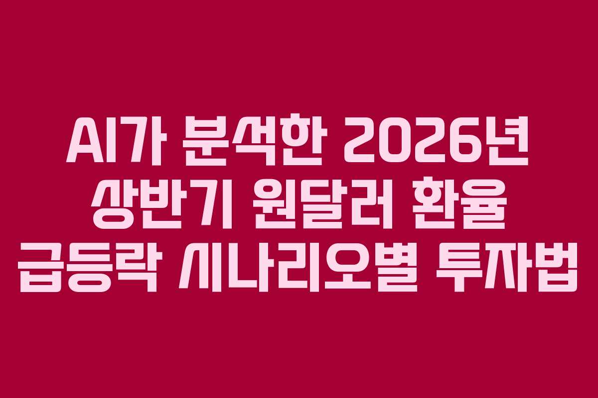 AI가 분석한 2026년 상반기 원달러 환율 급등락 시나리오별 투자법