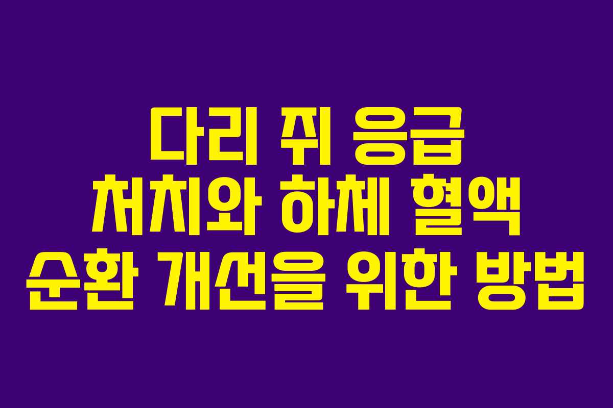 다리 쥐 응급 처치와 하체 혈액 순환 개선을 위한 방법