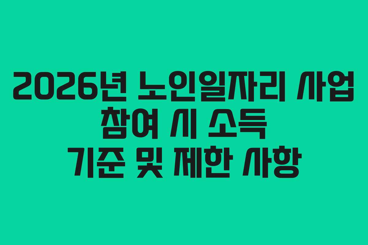 2026년 노인일자리 사업 참여 시 소득 기준 및 제한 사항