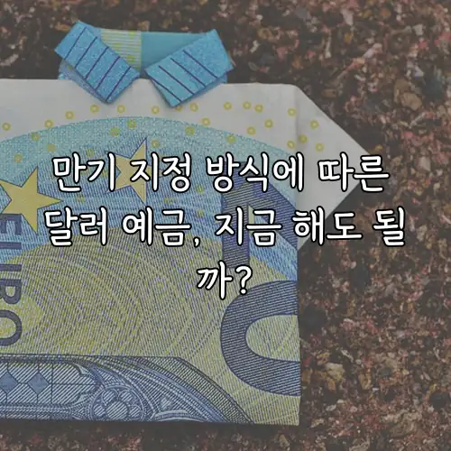 만기 지정 방식에 따른 달러 예금, 지금 해도 될까?