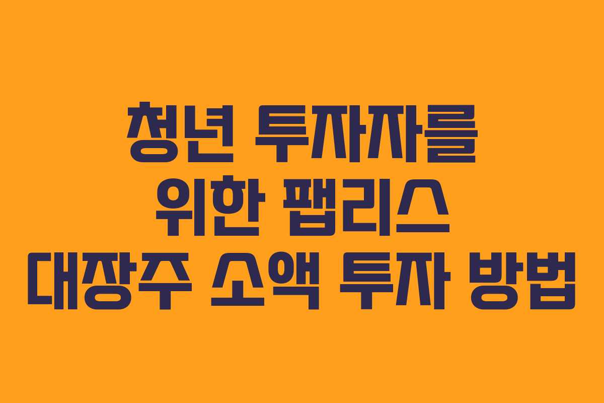 청년 투자자를 위한 팹리스 대장주 소액 투자 방법