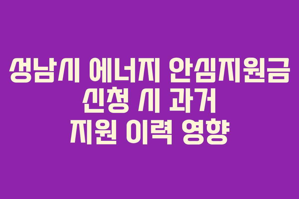 성남시 에너지 안심지원금 신청 시 과거 지원 이력 영향 성남시 에너지 안심지원금 신청 시 과거 지원 이력 영향