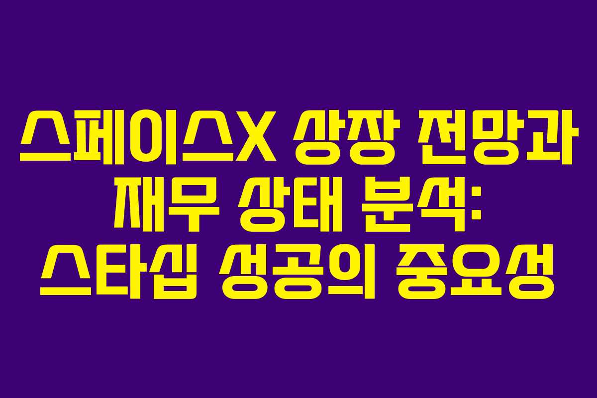스페이스X 상장 전망과 재무 상태 분석: 스타십 성공의 중요성 스페이스X 상장 전망과 재무 상태 분석: 스타십 성공의 중요성