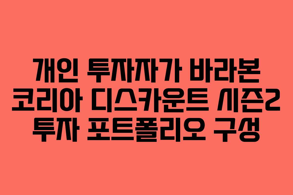 개인 투자자가 바라본 코리아 디스카운트 시즌2 투자 포트폴리오 구성