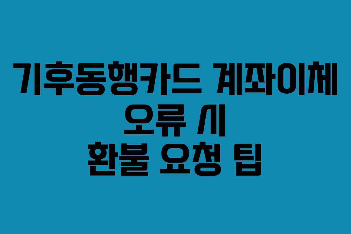 기후동행카드 계좌이체 오류 시 환불 요청 팁 기후동행카드 계좌이체 오류 시 환불 요청 팁
