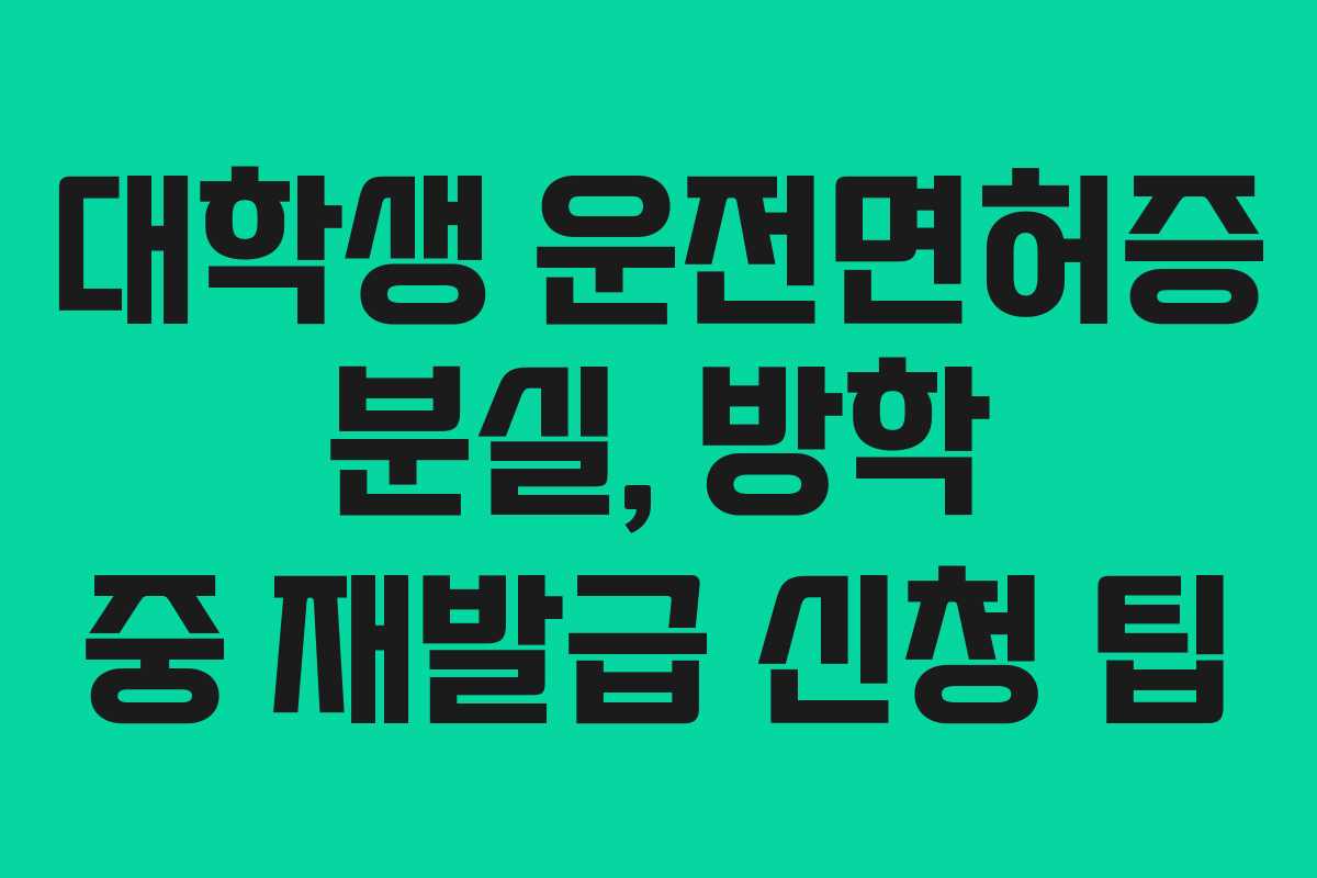 대학생 운전면허증 분실, 방학 중 재발급 신청 팁 대학생 운전면허증 분실, 방학 중 재발급 신청 팁