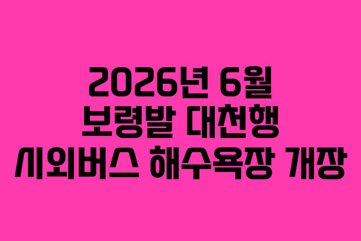 2026년 6월 보령발 대천행 시외버스 해수욕장 개장