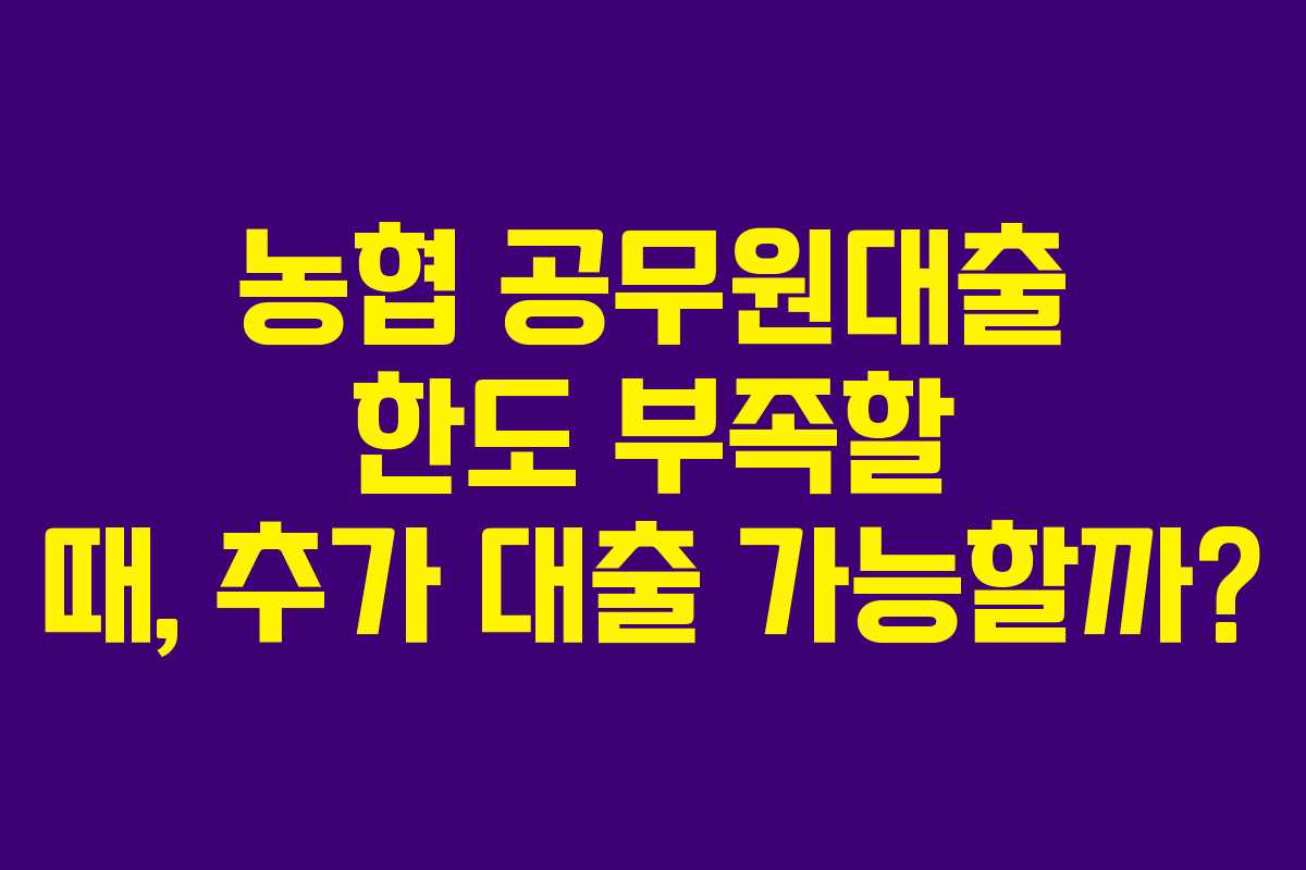 농협 공무원대출 한도 부족할 때, 추가 대출 가능할까?