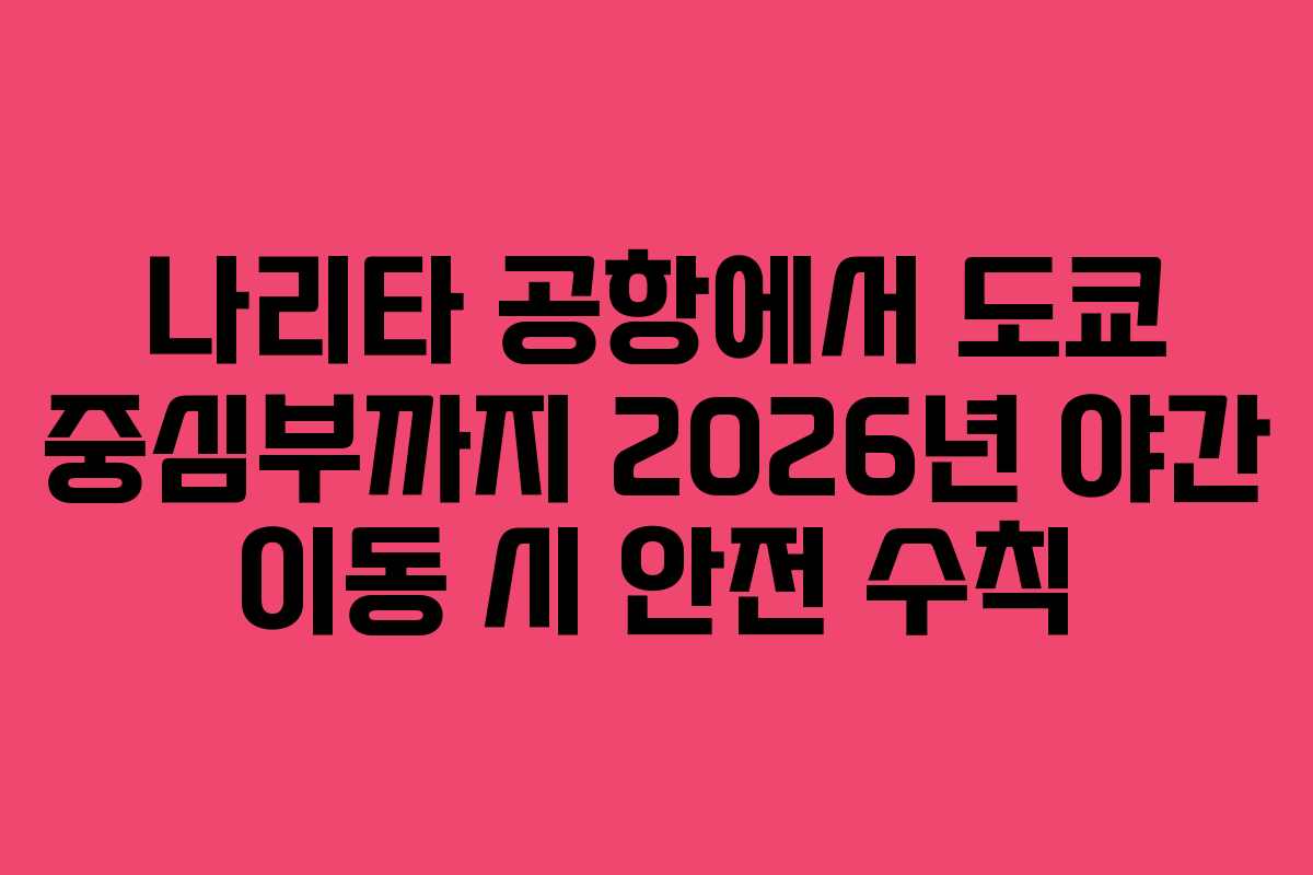 나리타 공항에서 도쿄 중심부까지 2026년 야간 이동 시 안전 수칙 나리타 공항에서 도쿄 중심부까지 2026년 야간 이동 시 안전 수칙