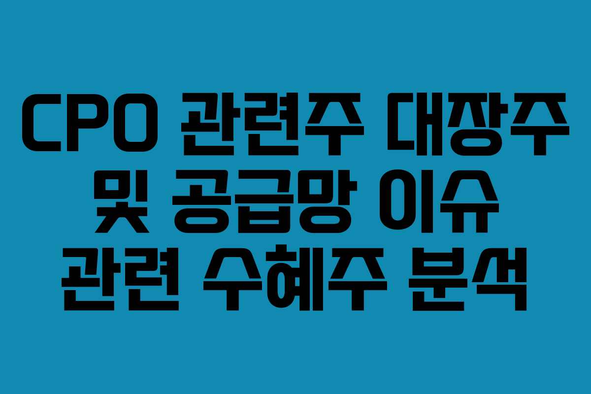 CPO 관련주 대장주 및 공급망 이슈 관련 수혜주 분석 CPO 관련주 대장주 및 공급망 이슈 관련 수혜주 분석
