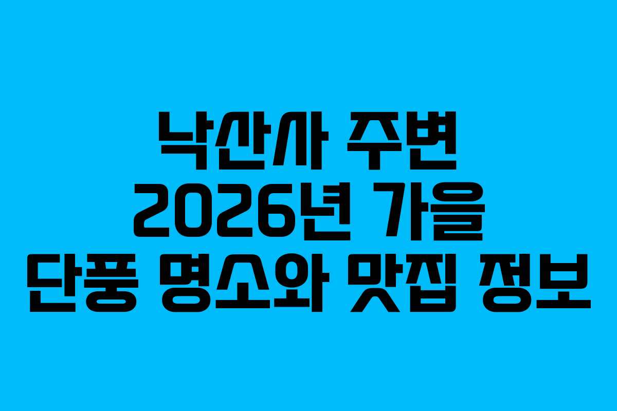 낙산사 주변 2026년 가을 단풍 명소와 맛집 정보