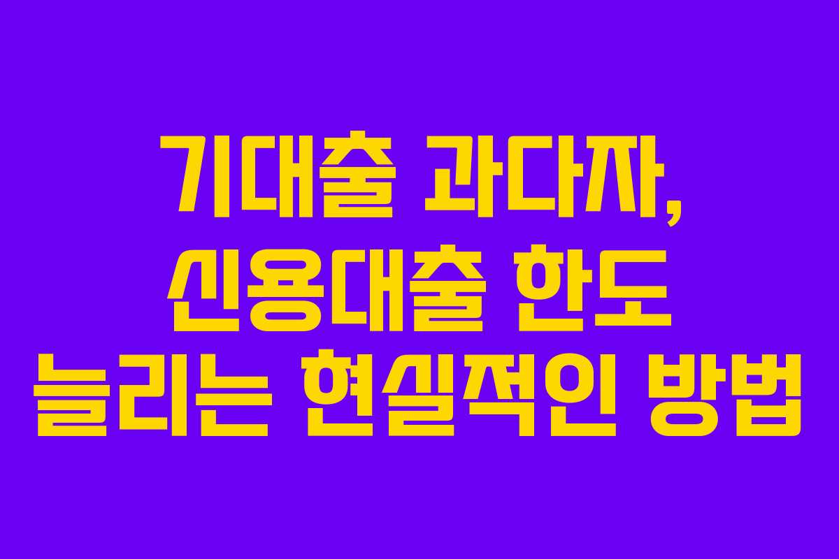 기대출 과다자, 신용대출 한도 늘리는 현실적인 방법