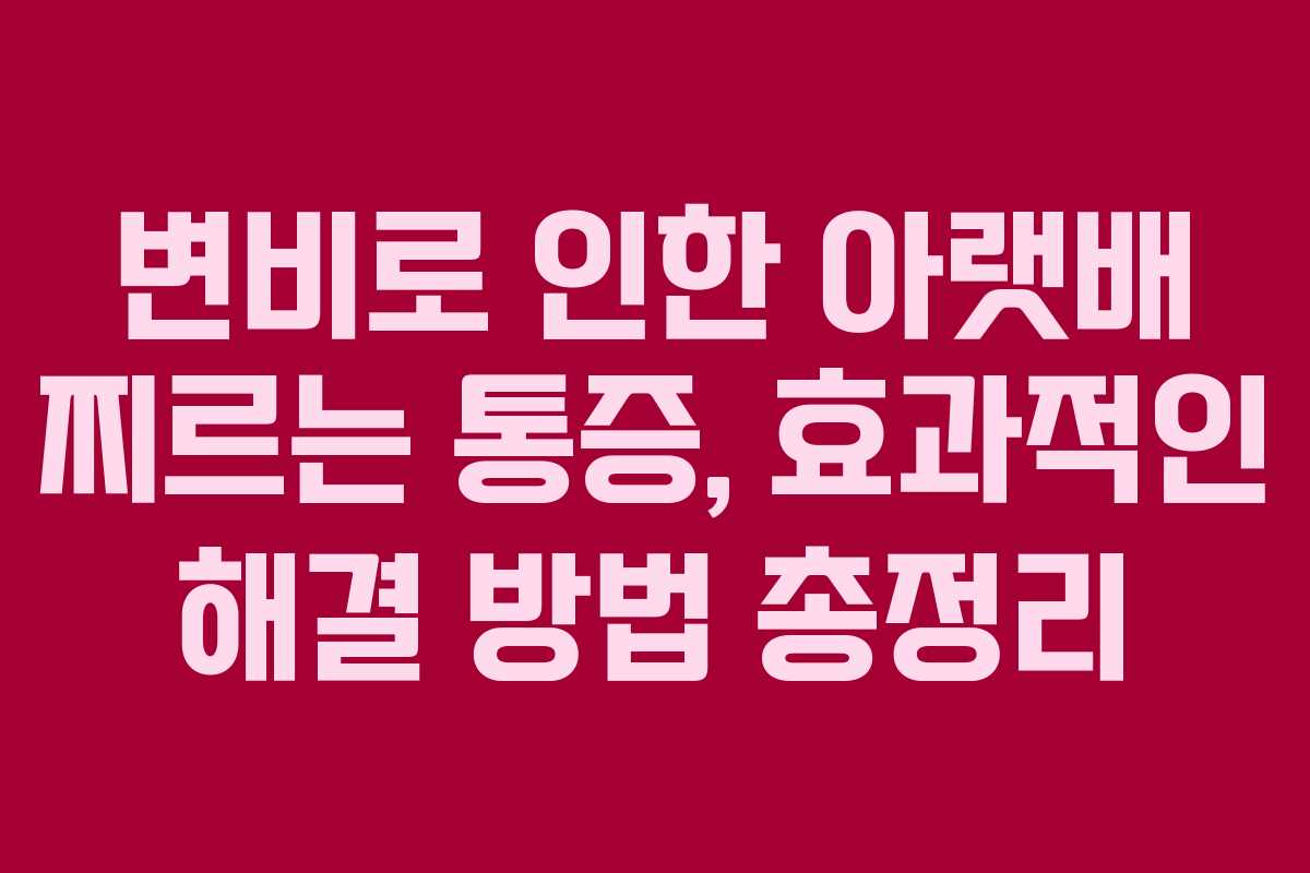 변비로 인한 아랫배 찌르는 통증, 효과적인 해결 방법 총정리 변비로 인한 아랫배 찌르는 통증, 효과적인 해결 방법 총정리