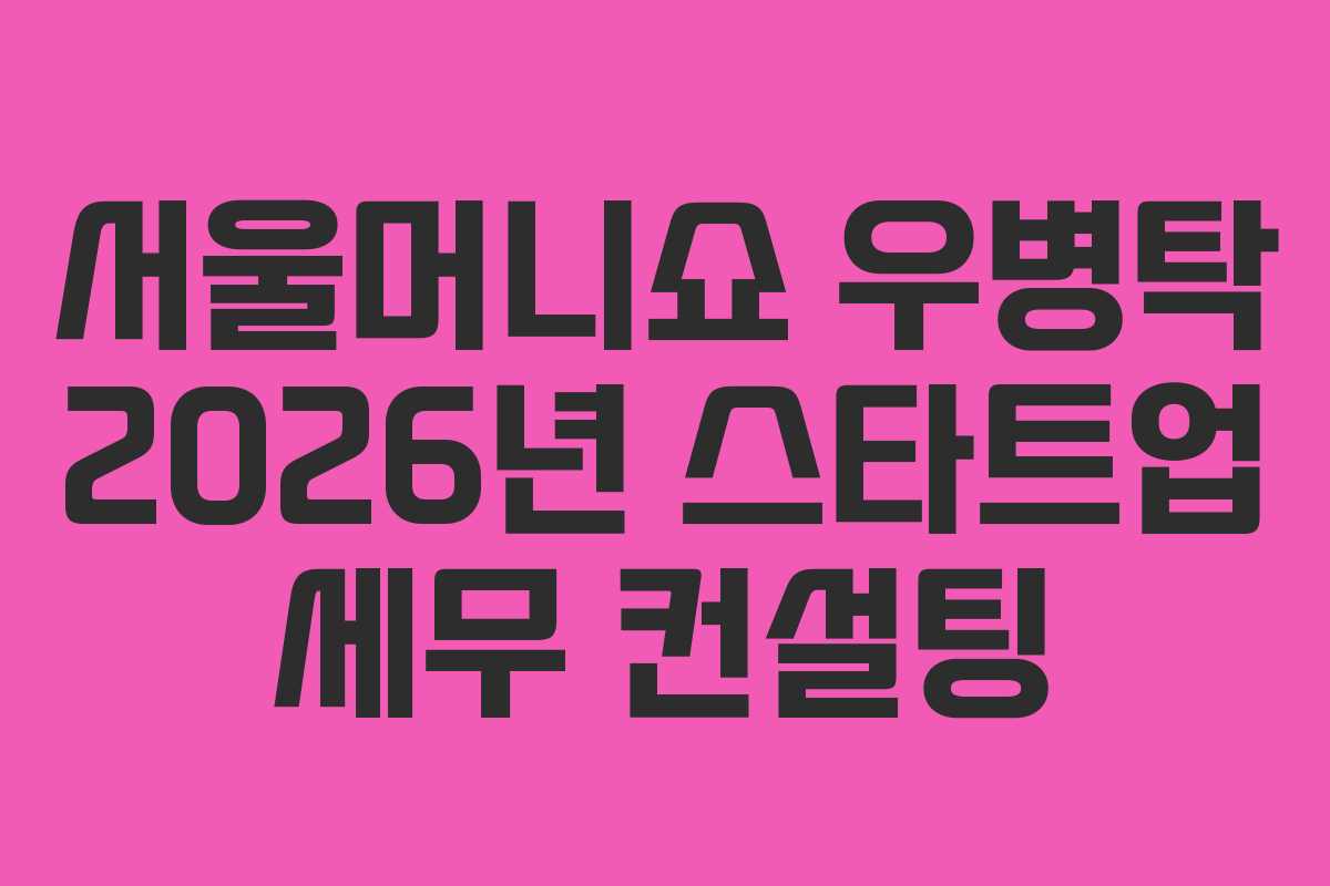 서울머니쇼 우병탁 2026년 스타트업 세무 컨설팅 서울머니쇼 우병탁 2026년 스타트업 세무 컨설팅