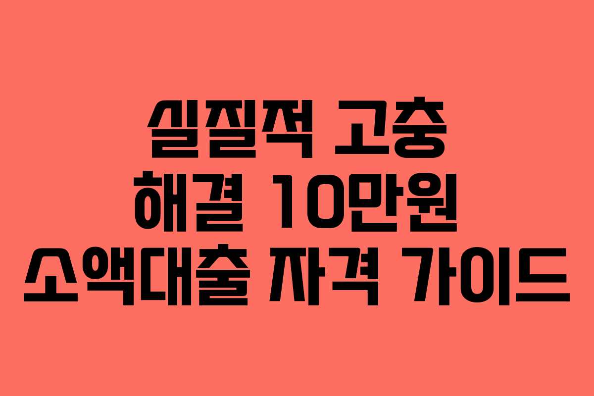 실질적 고충 해결 10만원 소액대출 자격 가이드 실질적 고충 해결 10만원 소액대출 자격 가이드