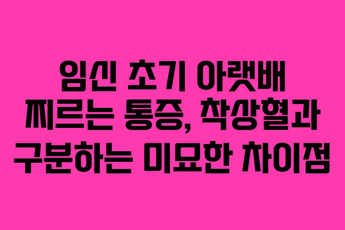임신 초기 아랫배 찌르는 통증, 착상혈과 구분하는 미묘한 차이점 임신 초기 아랫배 찌르는 통증, 착상혈과 구분하는 미묘한 차이점