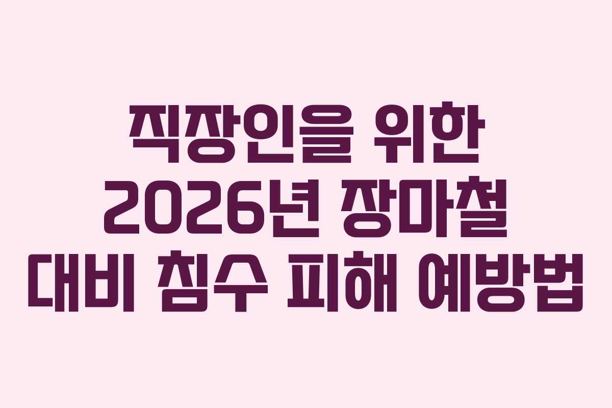 직장인을 위한 2026년 장마철 대비 침수 피해 예방법 직장인을 위한 2026년 장마철 대비 침수 피해 예방법
