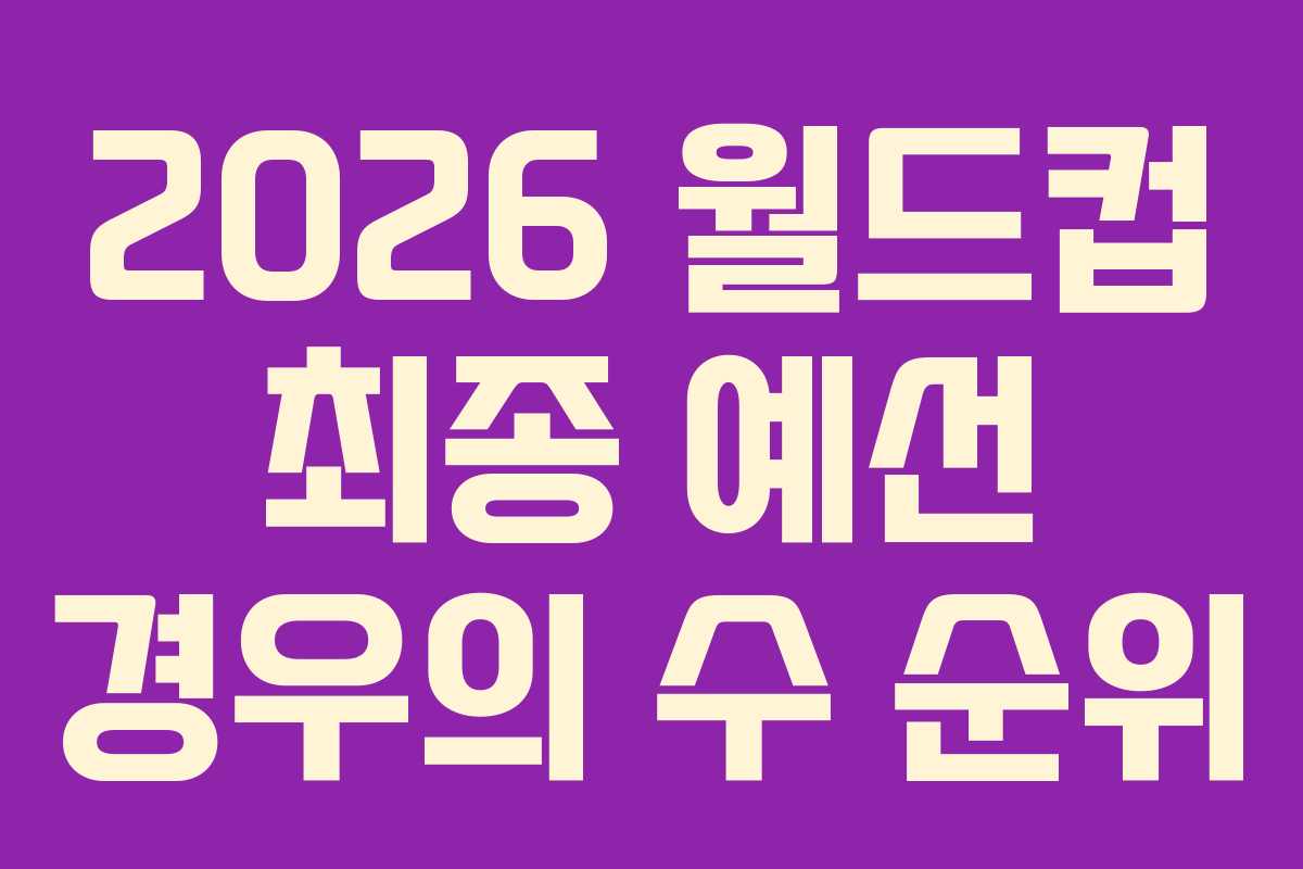 2026 월드컵 최종 예선 경우의 수 순위 2026 월드컵 최종 예선 경우의 수 순위