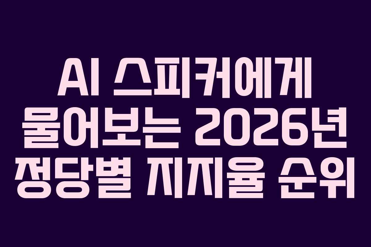 AI 스피커에게 물어보는 2026년 정당별 지지율 순위